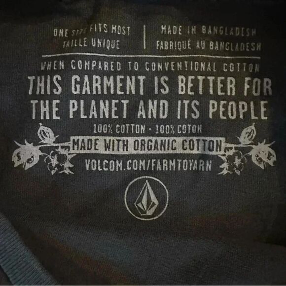 Volcom 100% organic cotton dark gray graphic tee short sleeve one size fits most - Picture 3 of 3